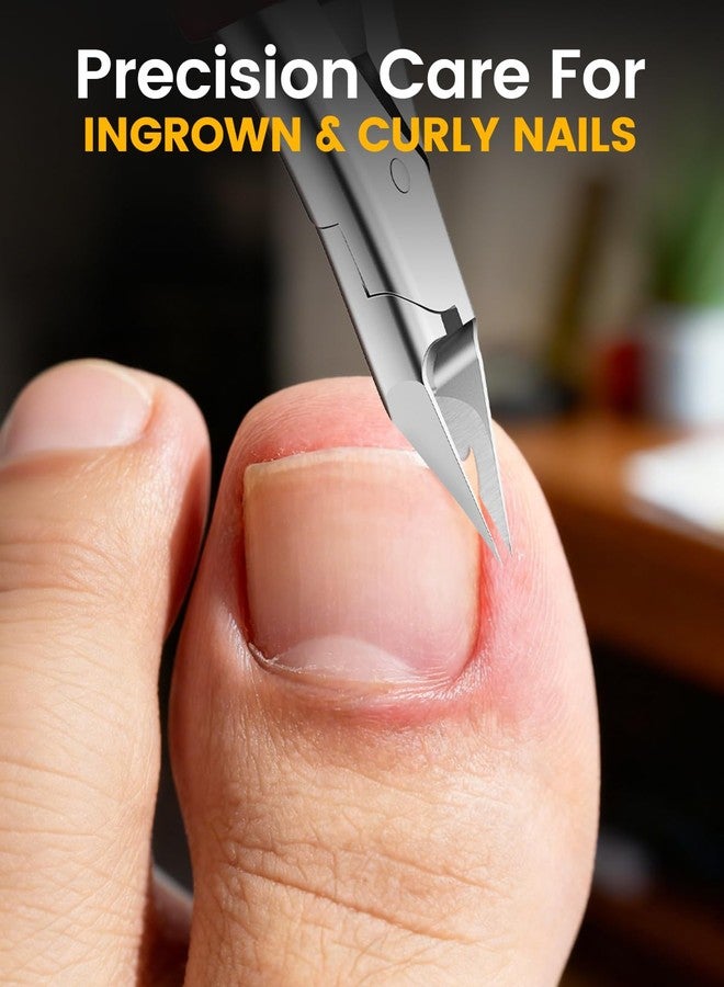BEZOX Toenail Clippers for Thick & Ingrown Nails – Heavy Duty Toe Nail Clipper for Seniors for Thick Toenails with Comfort Grip & Long Handle - Red - Image 3